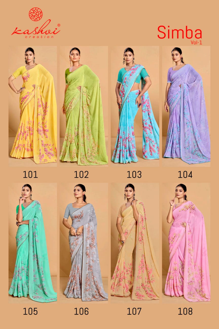 SIMBA VOL 01 By Kashvi Printed Georgette Sarees Wholesale Market In Surat